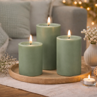 LED Kerze mit Timerfunktion Salbei Grün
