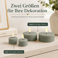 LED Kerze mit Timerfunktion Salbei Grün