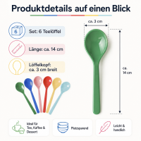 Rice Melamin Teelöffel 6er Set - Solid Colors