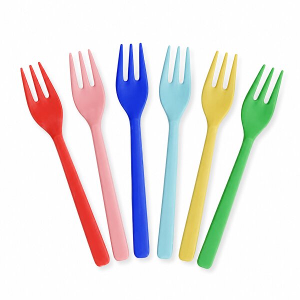 RICE Melamin Kuchengabeln 6er Set Solid Colors – bunt & BPA-frei