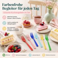 RICE Melamin Kuchengabeln 6er Set Solid Colors – bunt & BPA-frei