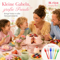 RICE Melamin Kuchengabeln 6er Set Solid Colors – bunt & BPA-frei