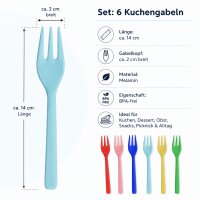 RICE Melamin Kuchengabeln 6er Set Solid Colors – bunt & BPA-frei