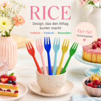 RICE Melamin Kuchengabeln 6er Set Solid Colors – bunt & BPA-frei