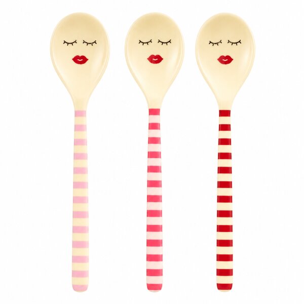 Kleine Löffel Set 3,5x14,5cm Rosa Pink Rot Melamin für Dessert Eis