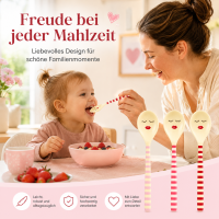 RICE Teelöffel aus Melamin 3er Set – 14,5 cm, BPA-frei, Gesicht & rote Lippen