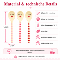 RICE Teelöffel aus Melamin 3er Set – 14,5 cm, BPA-frei, Gesicht & rote Lippen
