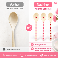 RICE Teelöffel aus Melamin 3er Set – 14,5 cm, BPA-frei, Gesicht & rote Lippen