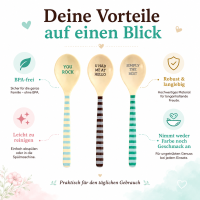 Melamin Löffel 3er Set 3,5x14,5cm Bunt Blau Grün für Kaffee Dessert