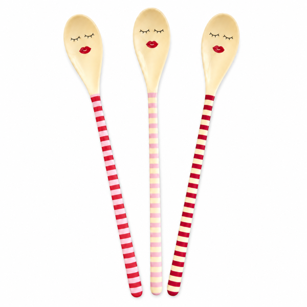 Latte Löffel 22,5cm Rosa Pink & Red Melamin für Latte Macchiato