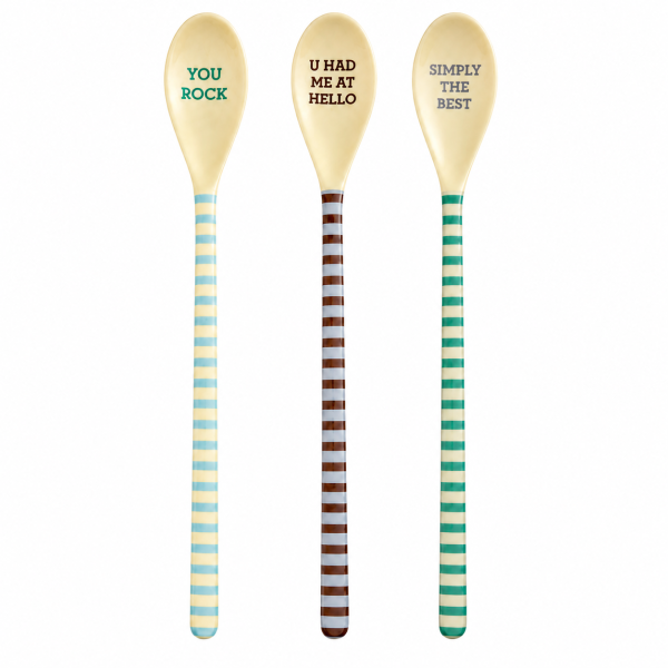 Latte Löffel Set 22,5cm Bunt Blau Grün Melamin für Latte und Dessert