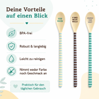 Latte Löffel Set 22,5cm Bunt Blau Grün Melamin für Latte und Dessert