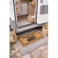 Fußmatte Happy Camper aus Kokos 50 x 25 cm – dekorative Kokosmatte mit Camper Motiv