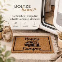 Fußmatte Happy Camper aus Kokos 50 x 25 cm – dekorative Kokosmatte mit Camper Motiv