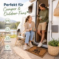 Fußmatte Happy Camper aus Kokos 50 x 25 cm – dekorative Kokosmatte mit Camper Motiv