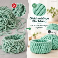 Makramee Kordel 5mm 50m Grün - Jelly Mint Baumwollkordel geflochten