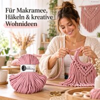 Makramee Kordel 5mm 50m Rosa - Dusty Rosé Baumwollkordel geflochten