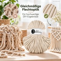 Makramee Garn 5mm 50m Beige - Flechtkordel Cashmere Beige Baumwolle