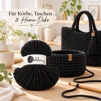Bobbiny Baumwollkordel 5mm 50m Schwarz - Midnight Dust Flechtkordel