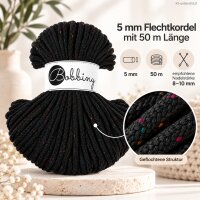 Bobbiny Baumwollkordel 5mm 50m Schwarz - Midnight Dust Flechtkordel