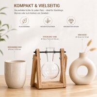 Stecklingsvase mit Holzgestell und Glasvase – Vermehrungsstation aus Glas, Paulownia-Holz und Eisen