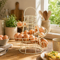 Eierständer aus Metall creme – dekorativer Eierhalter für Küche und Frühstückstisch