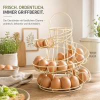 Eierständer aus Metall creme – dekorativer Eierhalter für Küche und Frühstückstisch