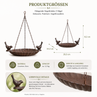 Hängende Vogeltränke aus Gusseisen mit 2 Vögeln