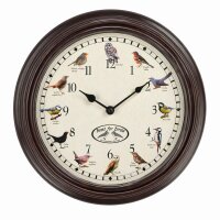 Wanduhr mit Vogelgezwitscher – Uhr mit 12 Vogelstimmen und Vogelmotiven, 29,8 cm