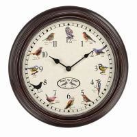 Wanduhr mit Vogelgezwitscher – Uhr mit 12 Vogelstimmen und Vogelmotiven, 29,8 cm