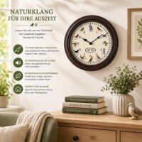 Wanduhr mit Vogelgezwitscher – Uhr mit 12 Vogelstimmen und Vogelmotiven, 29,8 cm