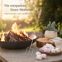 Marshmallowspieß mit Holzgriff 75,2 cm – langer Grillspieß für Feuerstelle und Lagerfeuer