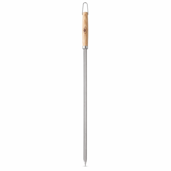 V-förmiger Grillspieß aus Edelstahl mit Eschenholzgriff – 55 cm BBQ Spieß