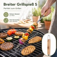 V-förmiger Grillspieß aus Edelstahl mit Eschenholzgriff – 55 cm BBQ Spieß