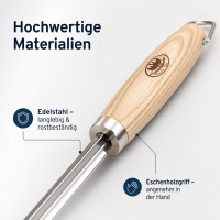 V-förmiger Grillspieß aus Edelstahl mit Eschenholzgriff – 55 cm BBQ Spieß