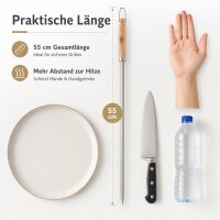 V-förmiger Grillspieß aus Edelstahl mit Eschenholzgriff – 55 cm BBQ Spieß