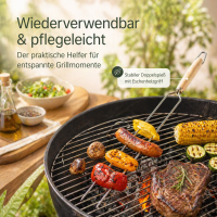 Bratenspieß mit Doppelspitze aus Edelstahl und Eschenholz – 56 cm Grillspieß