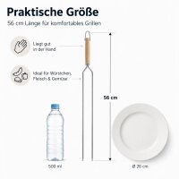 Bratenspieß mit Doppelspitze aus Edelstahl und Eschenholz – 56 cm Grillspieß