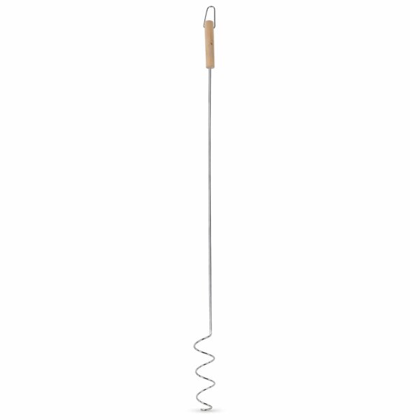 Wurstspieß mit Spiralhalter und Holzgriff 74,5 cm – Bratwurstspieß für Lagerfeuer und Feuerstelle