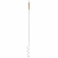Wurstspieß mit Spiralhalter und Holzgriff 74,5 cm – Bratwurstspieß für Lagerfeuer und Feuerstelle