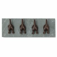 Wandgarderobe mit 4 Hundehaken aus Gusseisen auf Schieferplatte