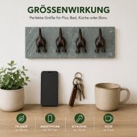 Wandgarderobe mit 4 Hundehaken aus Gusseisen auf Schieferplatte