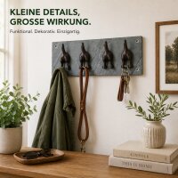 Wandgarderobe mit 4 Hundehaken aus Gusseisen auf Schieferplatte