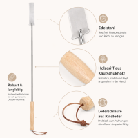 Stockbrotspieß mit Holzgriff und Teleskopstab – ausziehbarer Edelstahlspieß für Feuerstelle und Lagerfeuer