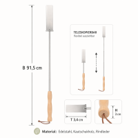 Stockbrotspieß mit Holzgriff und Teleskopstab – ausziehbarer Edelstahlspieß für Feuerstelle und Lagerfeuer