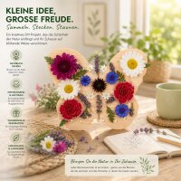 Blumensammler Schmetterling aus Holz – Blumenstecker für 40 Blüten, 18 cm