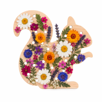 Blumensammler Eichhörnchen aus Holz – Blumenstecker für 31 Blüten, 15,3 cm