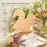 Blumensammler Eichhörnchen aus Holz – Blumenstecker für 31 Blüten, 15,3 cm
