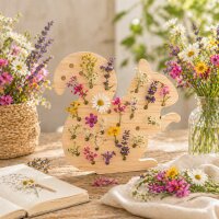 Blumensammler Eichhörnchen aus Holz – Blumenstecker für 31 Blüten, 15,3 cm