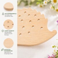 Blumensammler Igel aus Holz – Blumenstecker für 28 Blüten, 19,8 cm